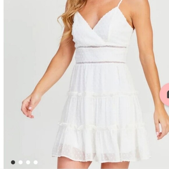 Altar'd State Drucella Ladder Trim Mini Dress, Lined, White, L - Picture 2 of 8